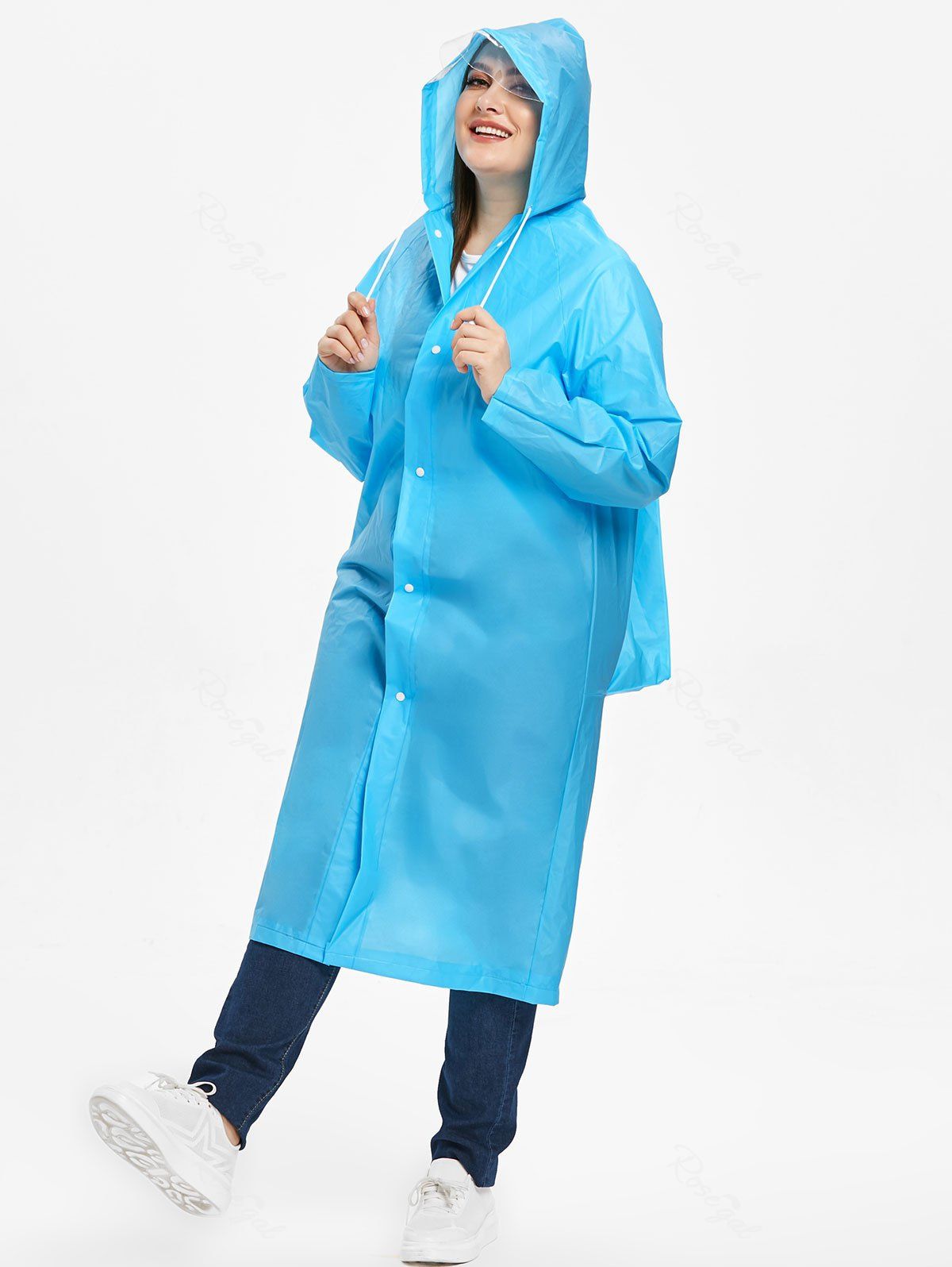

Hooded Plus Size Waterproof Raincoat, Blue