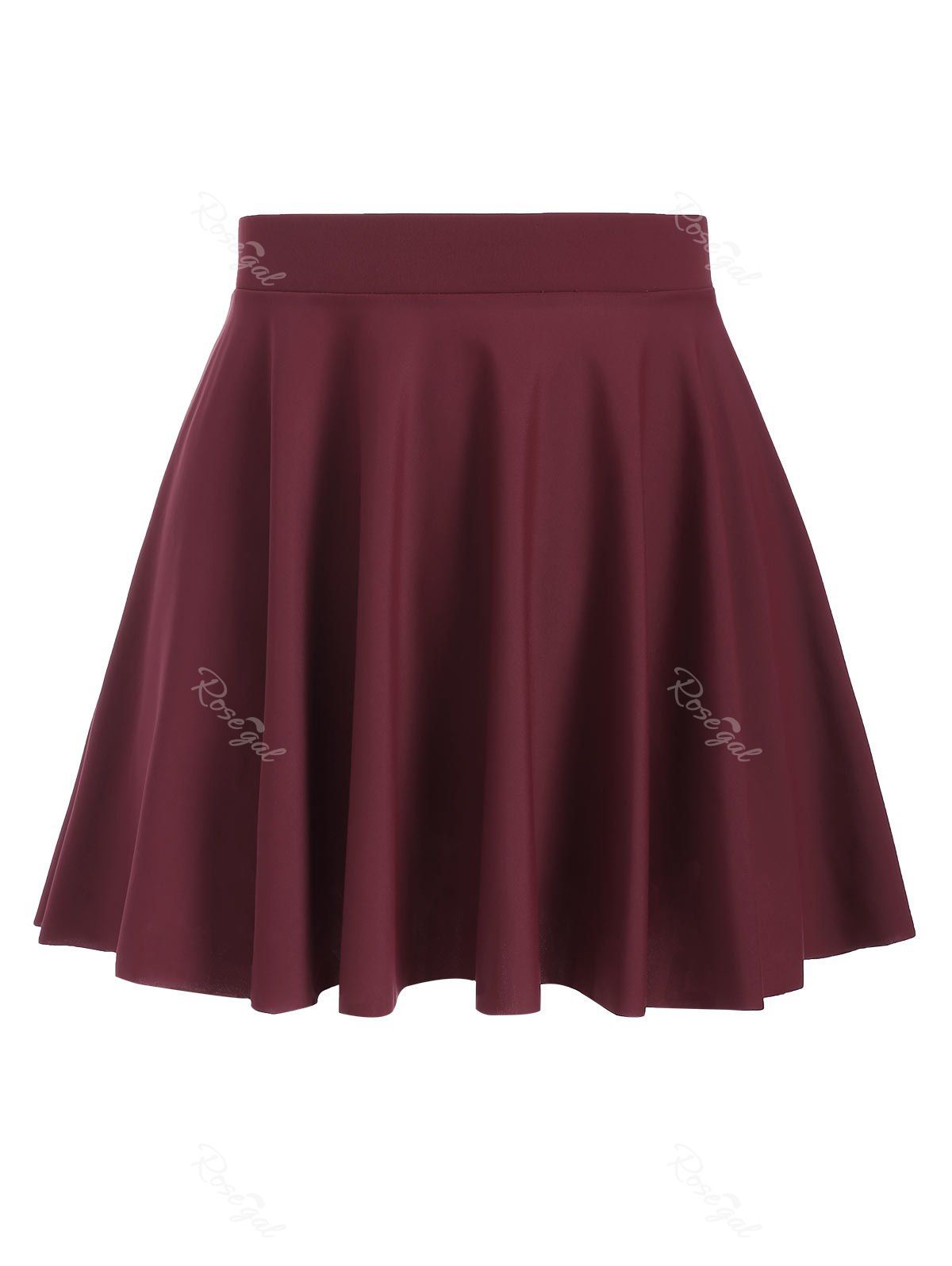 

Plus Size High Rise Pleated Beach Skirt, Red wine