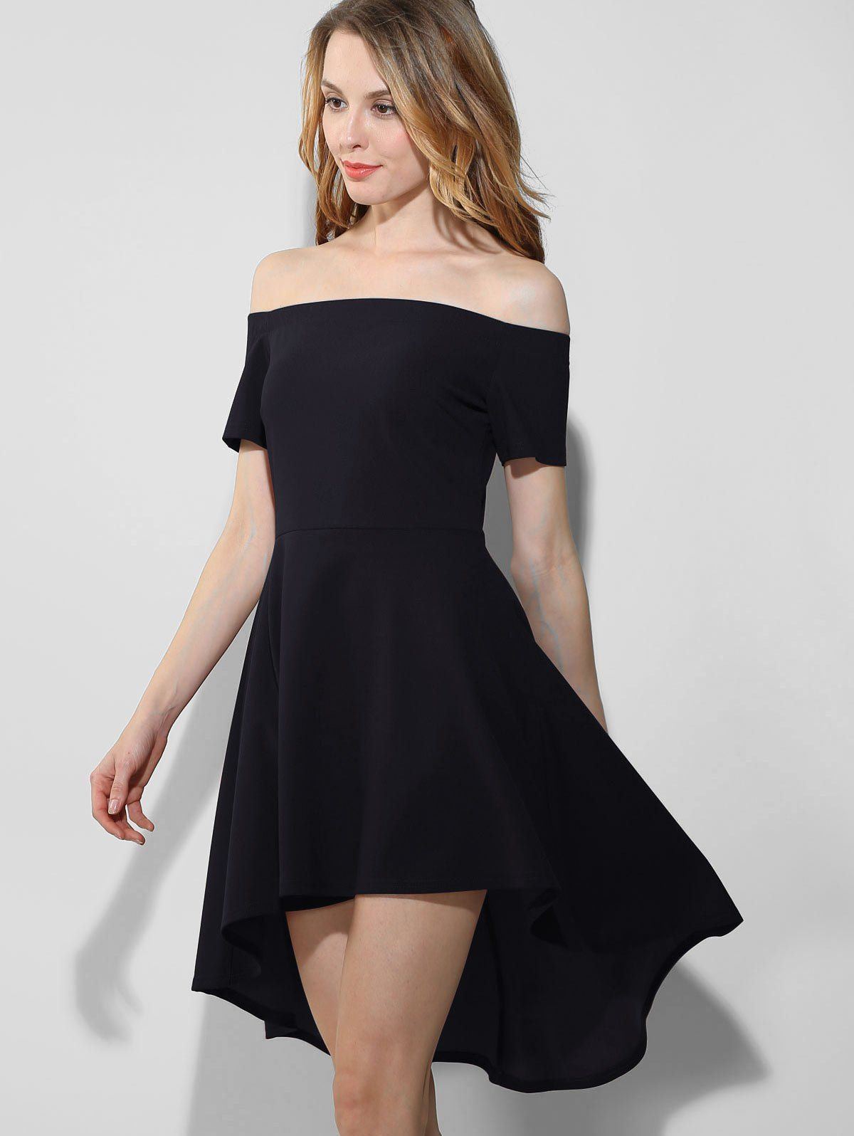 

Off Shoulder High Low Party Dress, Black