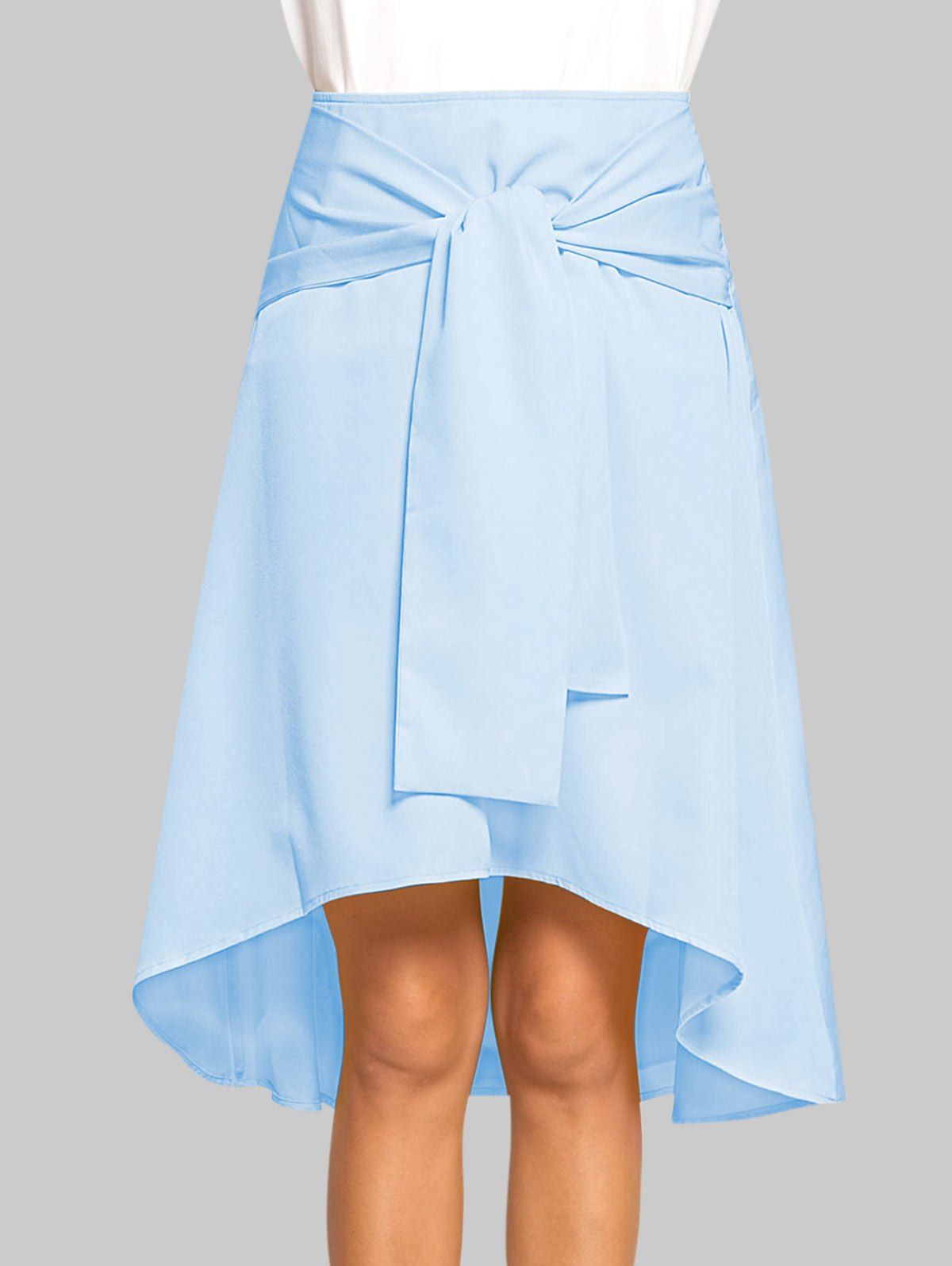 

Tie Front High Low Skirt, Light sky blue