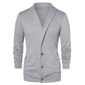 

Button Up Shawl Collar Cardigan, Gray cloud