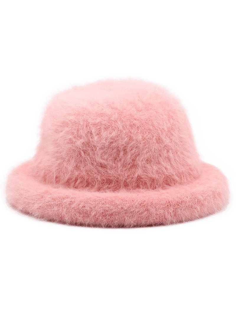 pink fuzzy bucket hat