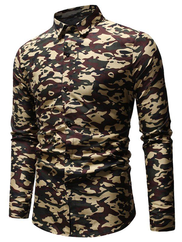 Long Sleeves Camouflage Print Shirt