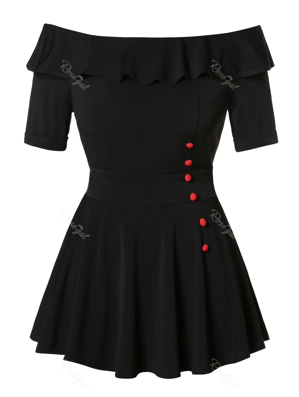 

Plus Size Empire Waist Boat Collar T Shirt, Black