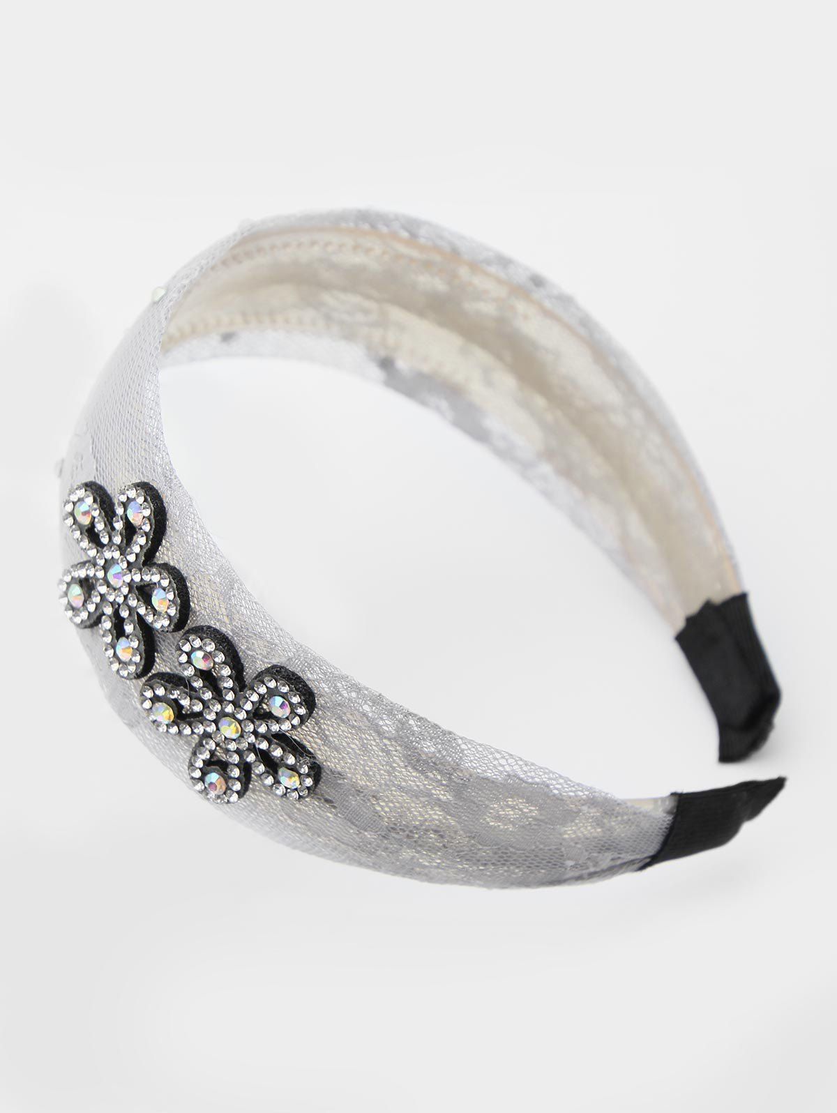 

Rhinestone Flower Lace Hair Band, Gray