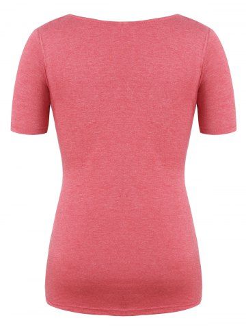 

Ruched Front Cross Plus Size T-shirt, Red wine