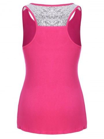 

Plus Szie Racerback Low Collar Tank Top, Deep pink