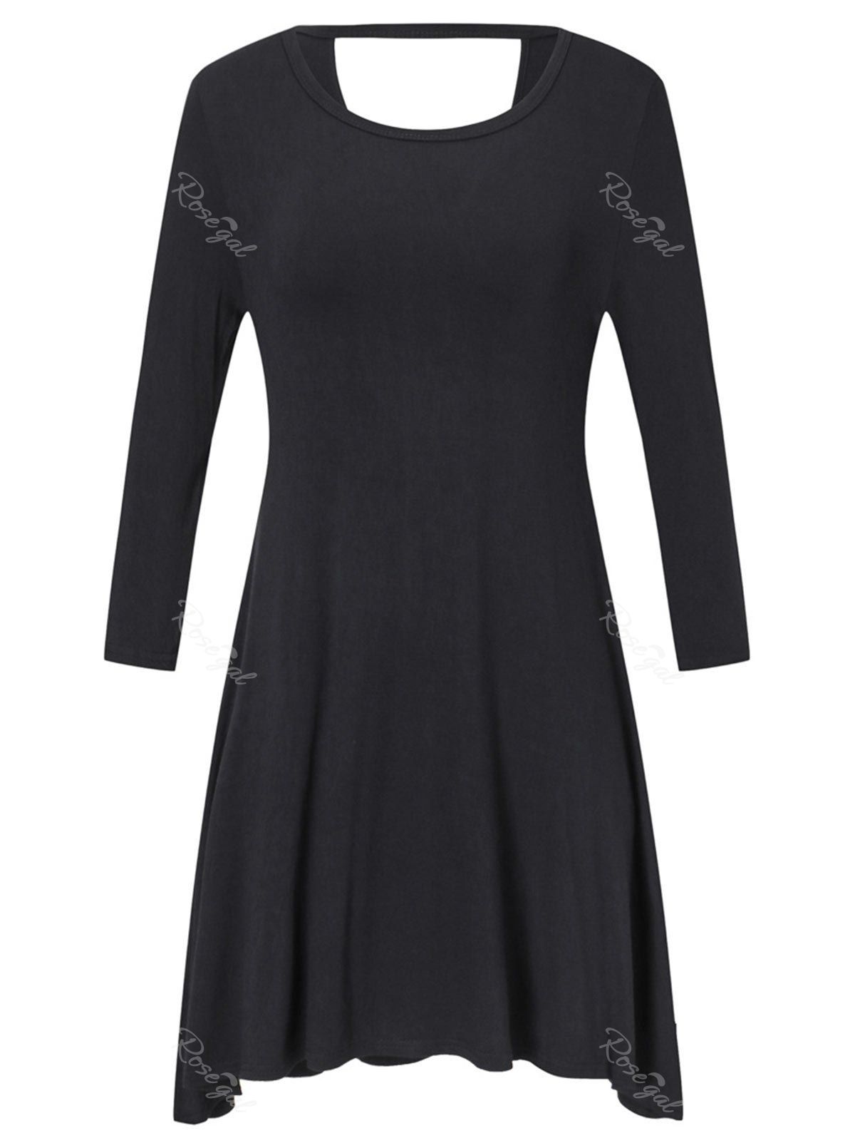 29 Off Long Sleeve Plus Size Back Cut Out Shift Dress Rosegal