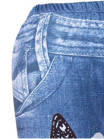 

High Waist Butterfly 3D Print Plus Size Pants, Multi