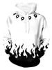 Flame Print Pouch Pocket Long Sleeve Hoodie -  