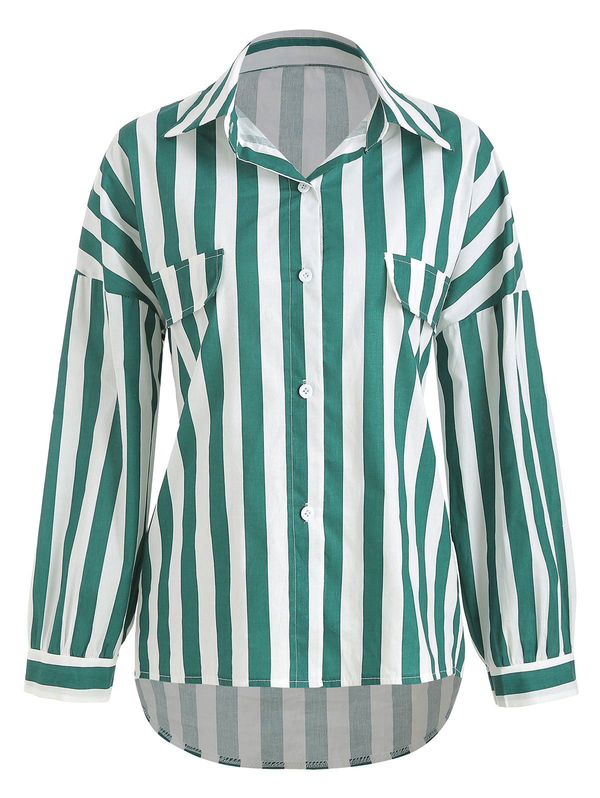 

Striped Print Drop Shoulder Shirt, Light sea green