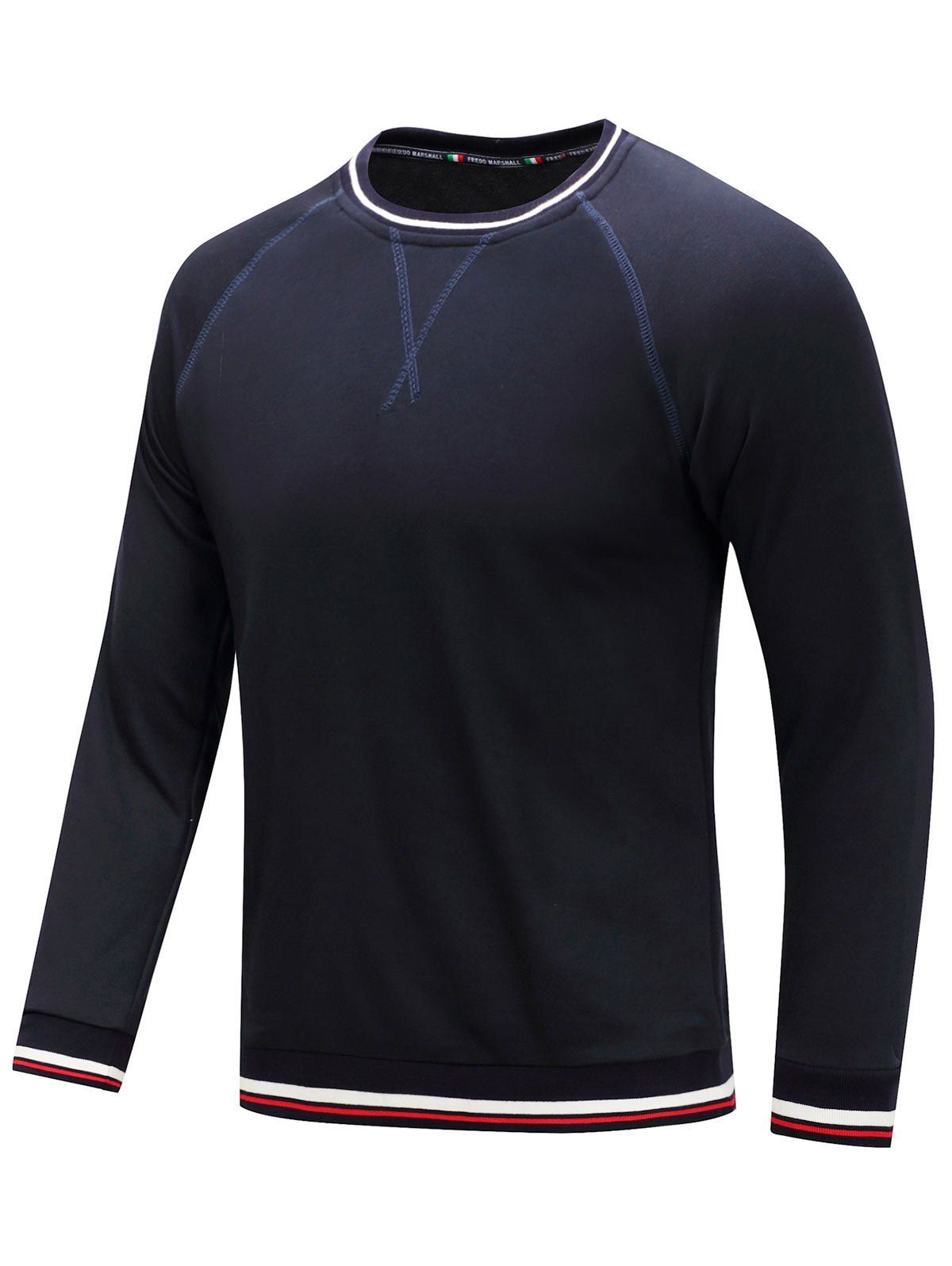 

Striped Rib Flat Seam Detail Sweatshirt, Deep blue