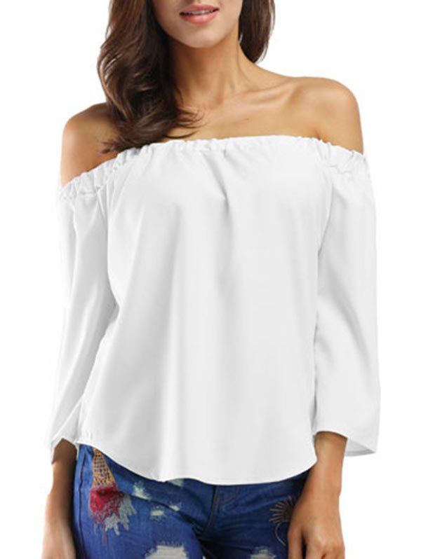 

Bowknot Off The Shoulder Solid Top, White