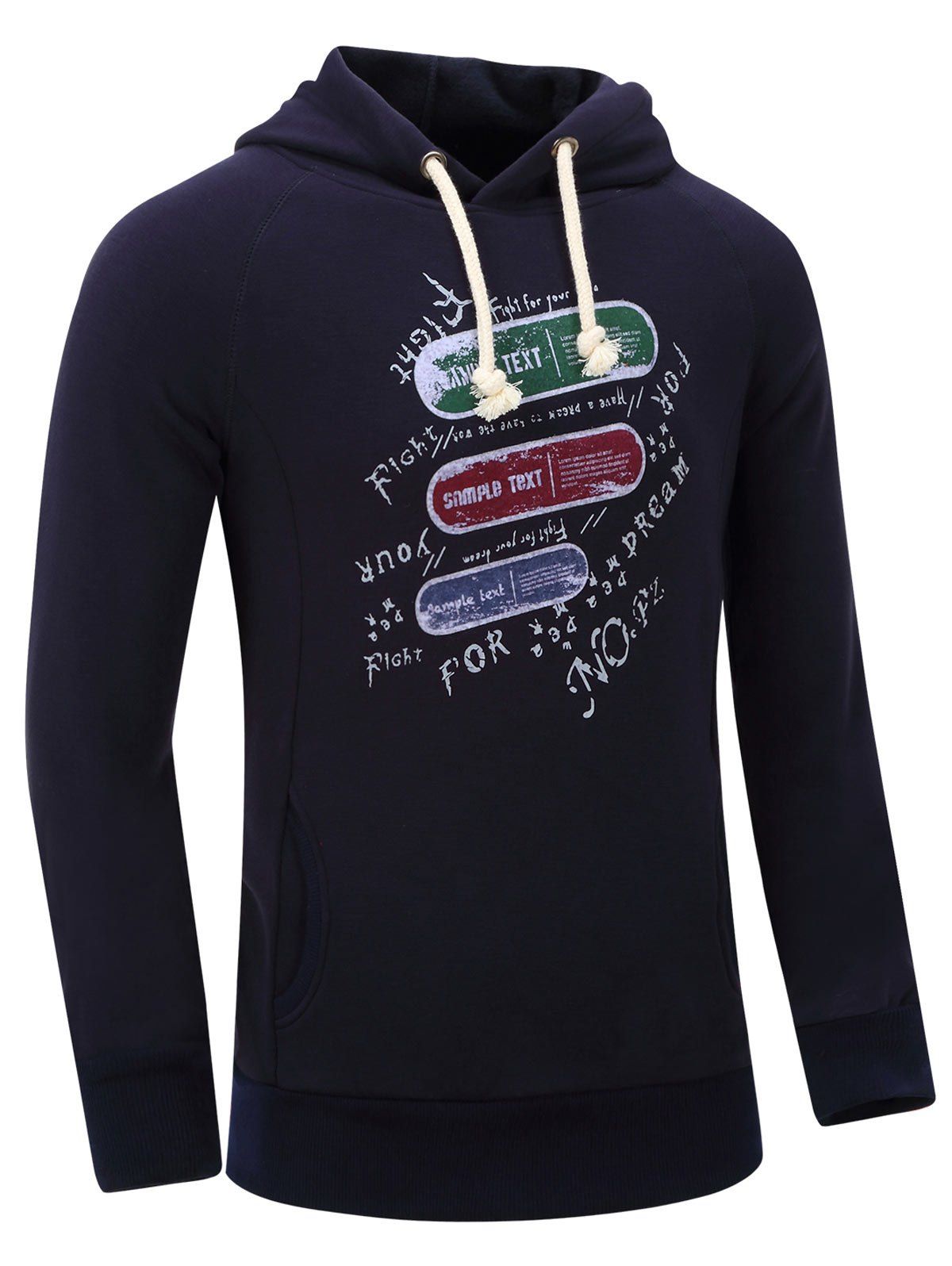 

Letter Graphic Print Fleece Hoodie, Deep blue
