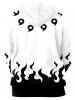 Flame Print Pouch Pocket Long Sleeve Hoodie -  