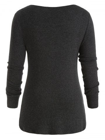 

Cross Hollow Out Plus Size Knit Sweater, Dark slate grey