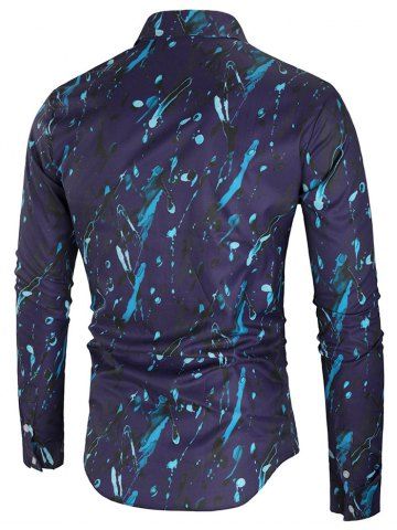 

Long Sleeves Paint Splashing Print Shirt, Multi