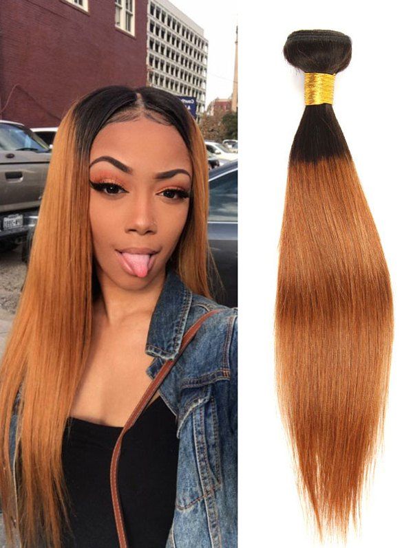 76 Off Real Human Hair Ombre Straight Hair Weave Rosegal