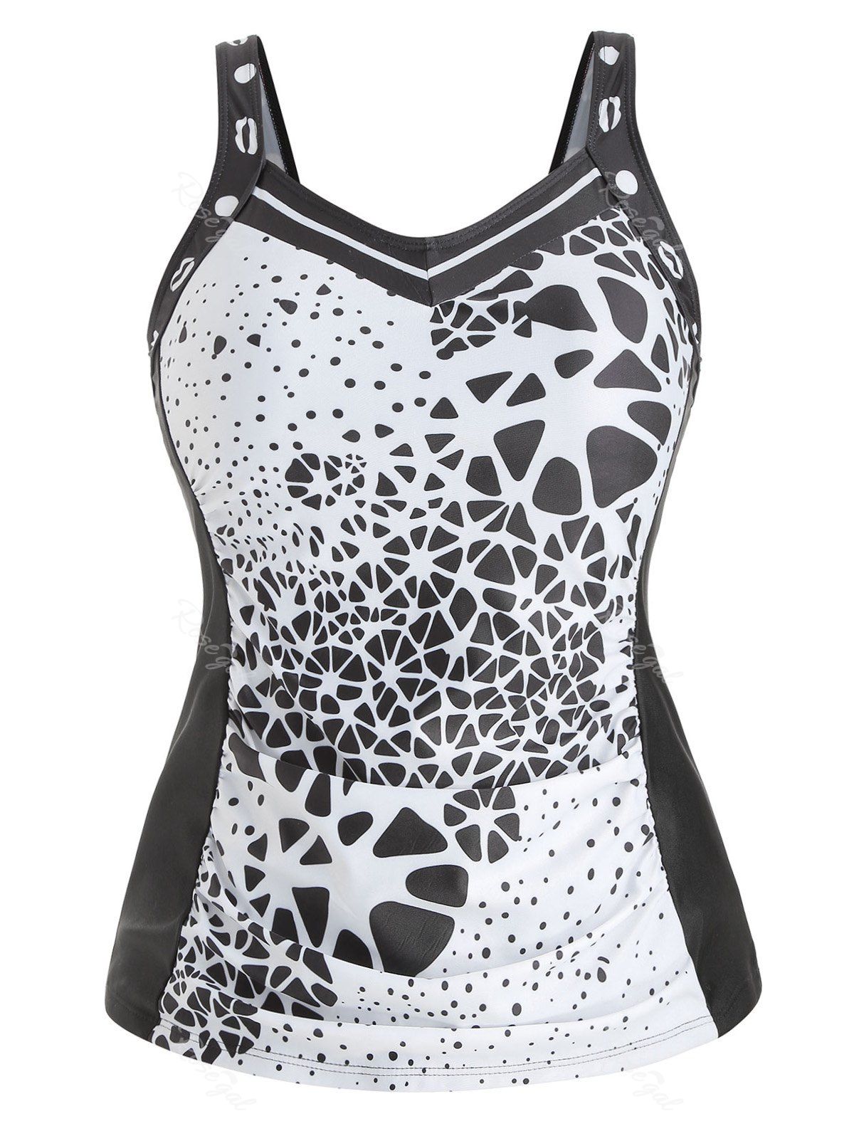 

Padded Plus Size Abstract Print Tank Top, Black
