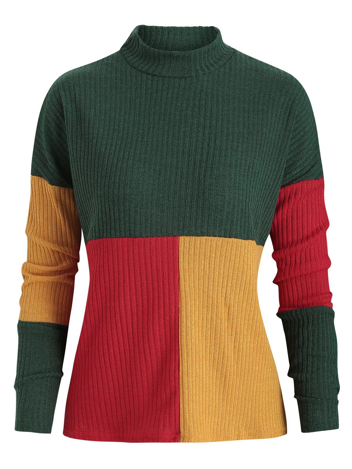 

Drop Shoulder Color Block Knit Sweater, Multi-a