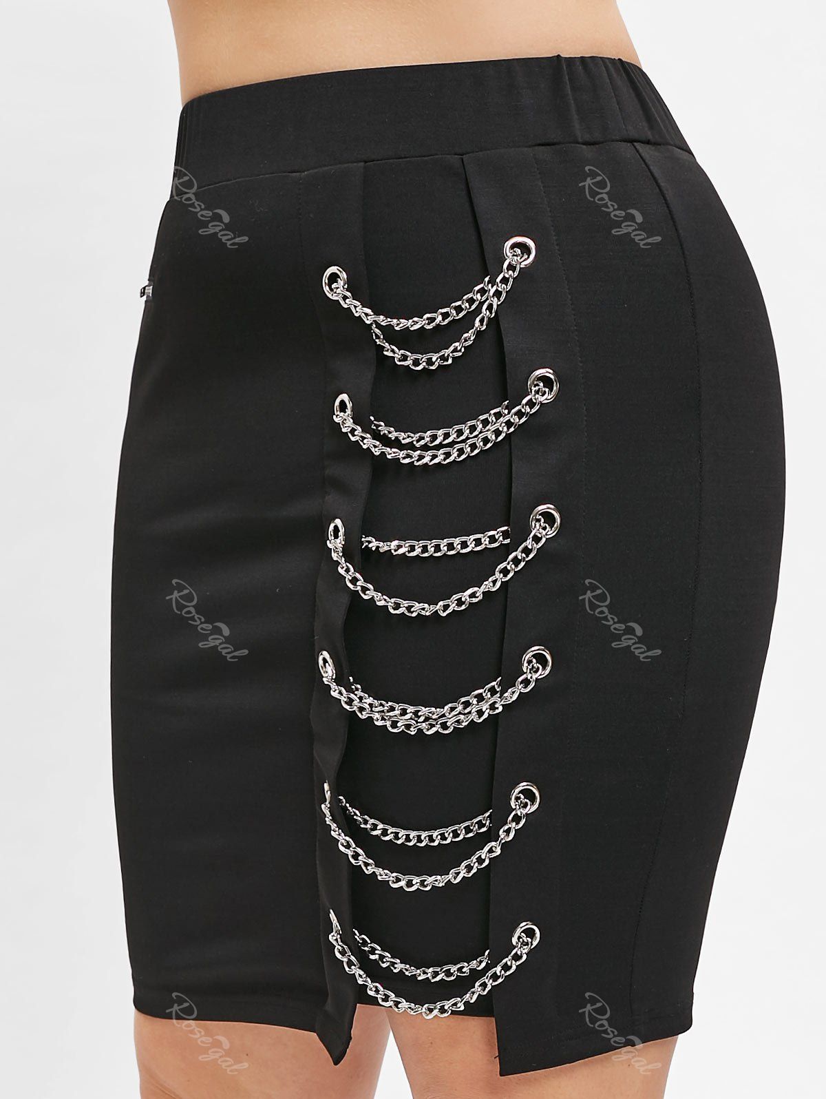 

Plus Size High Rise Chain Skirt, Black