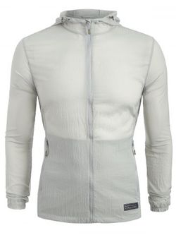 Zip Up Hooded Long Sleeve Jacket - GRAY CLOUD - XS