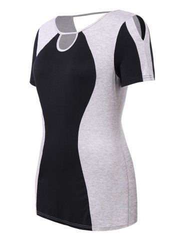 

Plus Size Two Tone Keyhole T Shirt, Multi-a