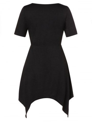 

Rhinestone Asymmetrical Plus Size T-shirt, Black