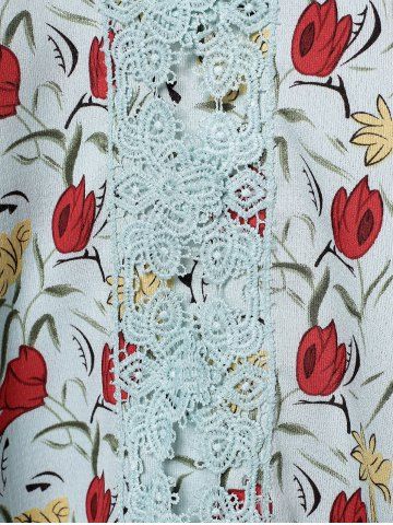 

Spaghetti Strap Criss Cross Floral Plus Size Tank Top, Pale blue lily