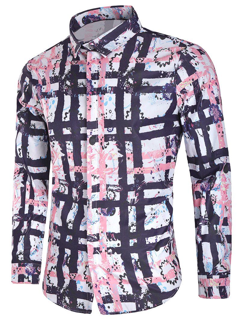 

Plaid Flowers Print Long Sleeves Shirt, Multi