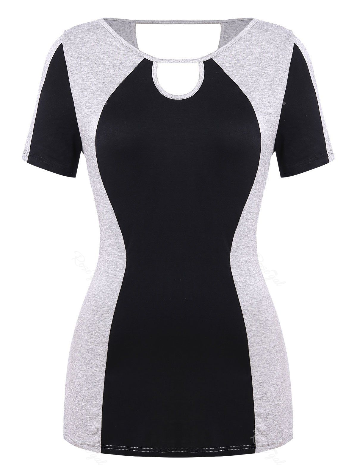 Plus Size Two Tone Keyhole T Shirt [31 OFF] Rosegal