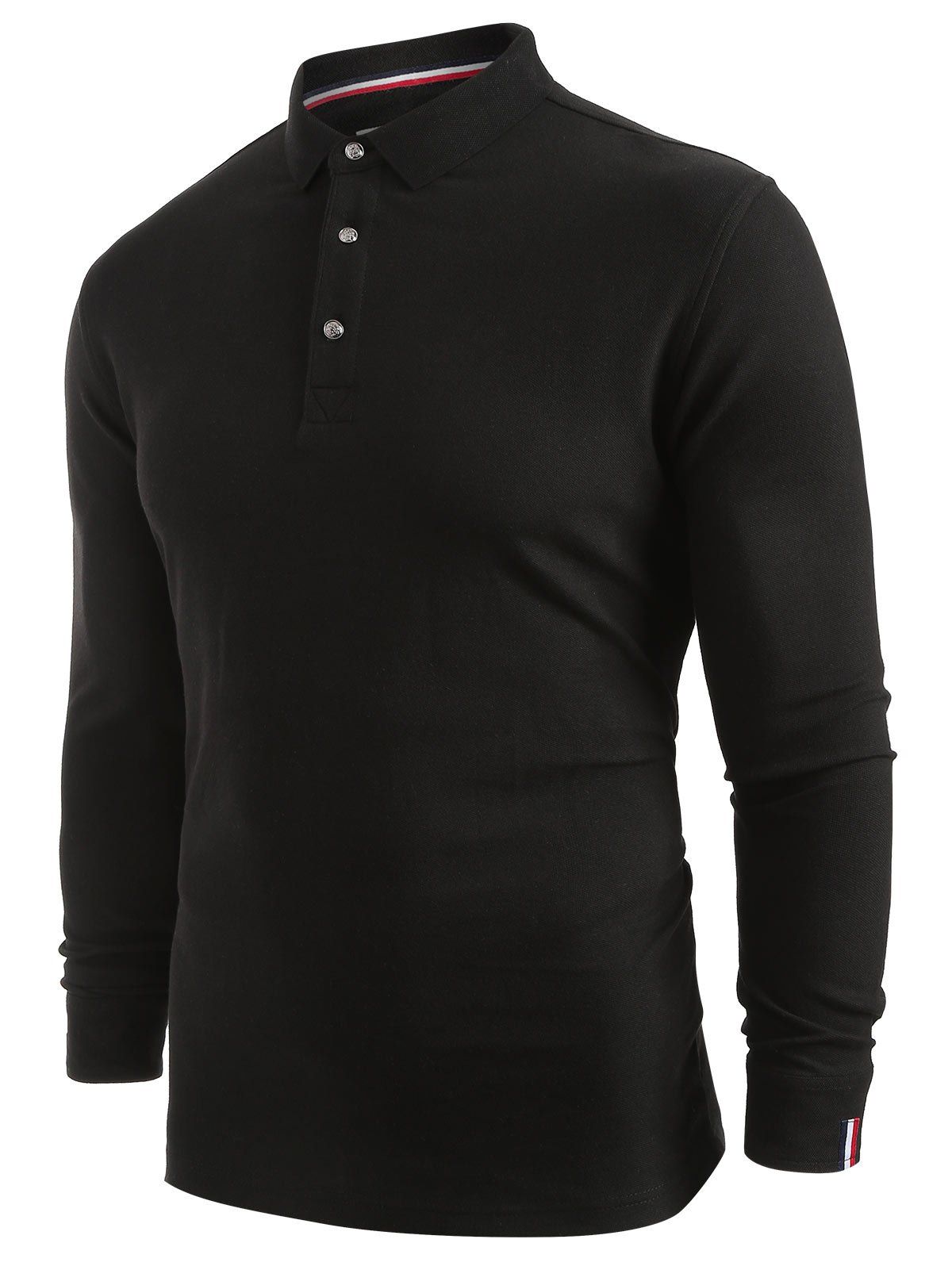 

Long Sleeve Solid Turndown Collar T-shirt, Black