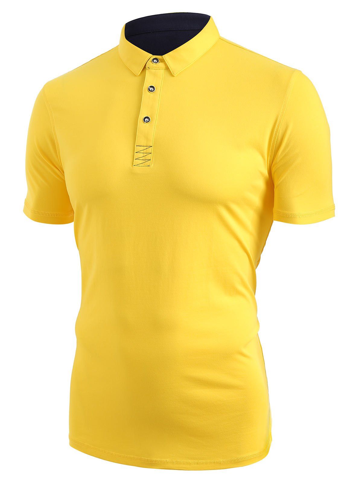 

Short Sleeve Half Button T-shirt, Goldenrod