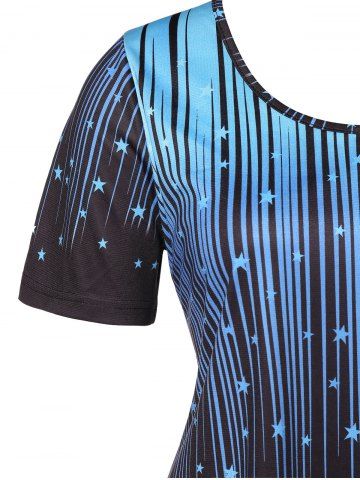 

Plus Size Stars Print Ombre T Shirt, Black