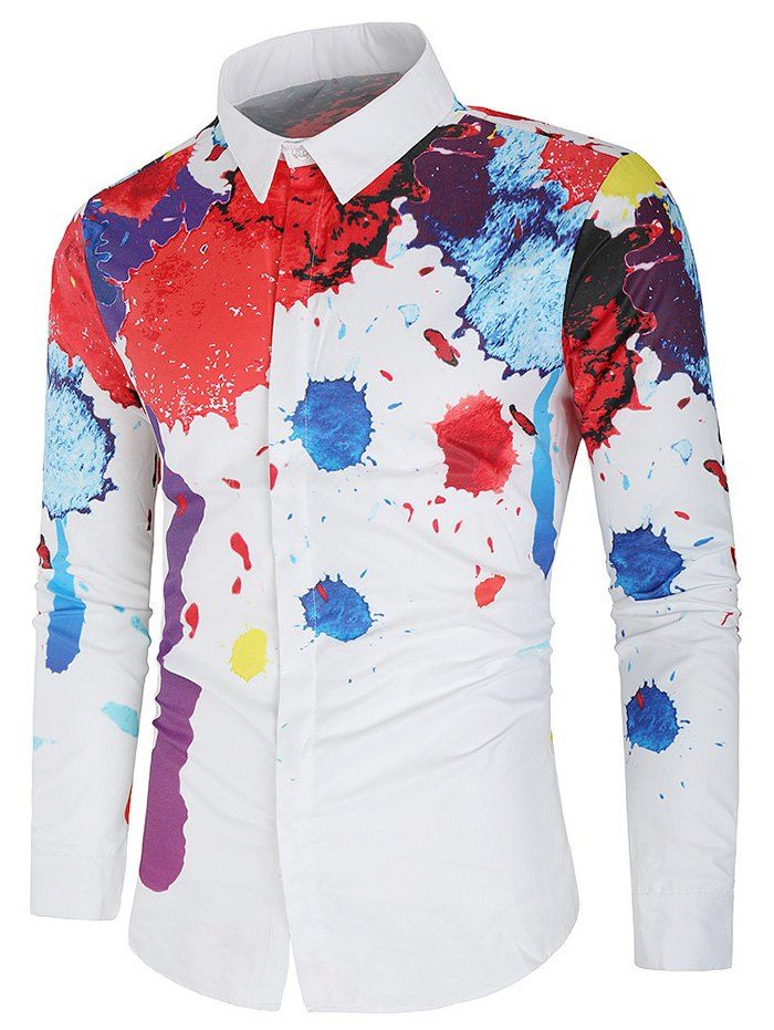 

Oil Splash Painting Cover Button Shirt, Multi