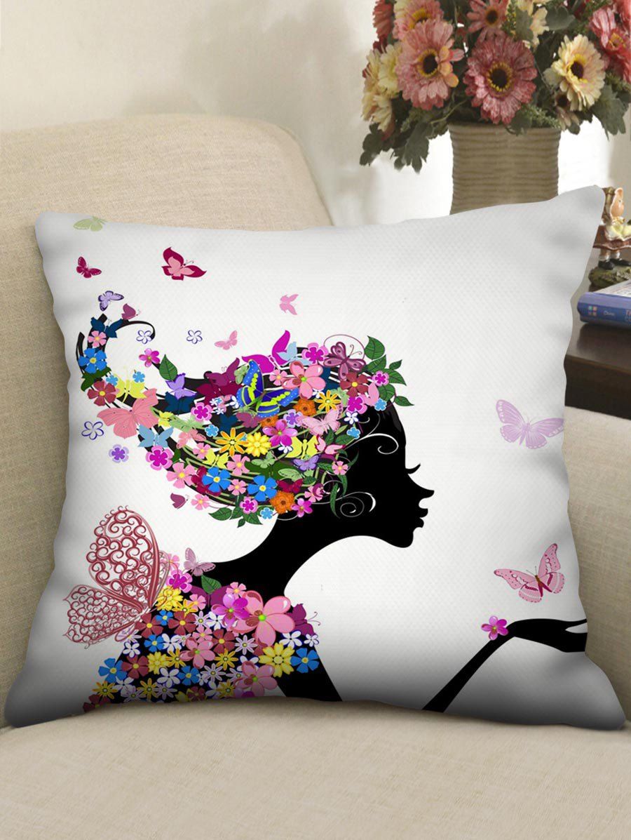 

Butterfly Flower Women Printed Pillowcase, Multi