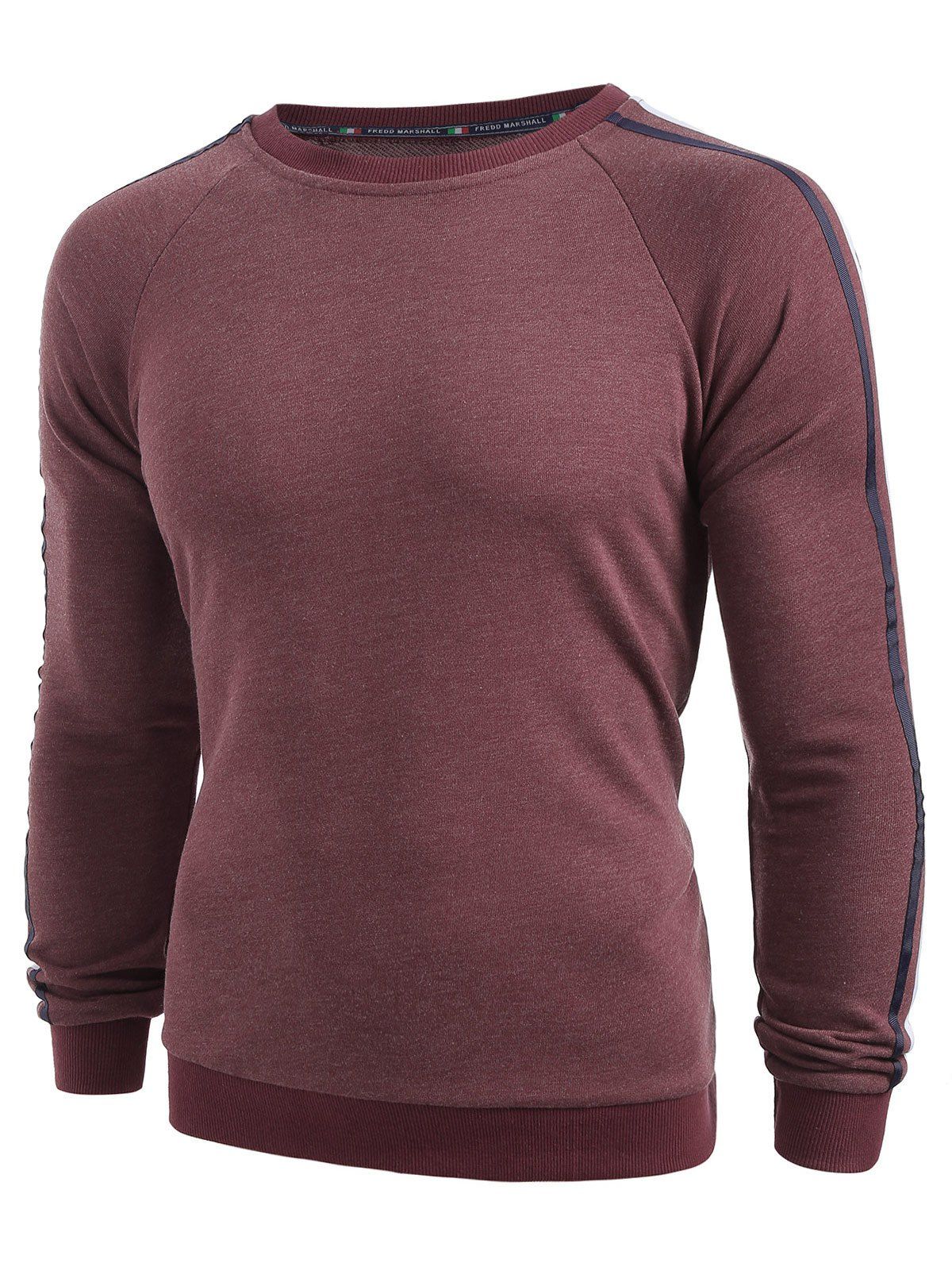 

Side Ribbon Patchwork Casual Sweatshirt, Red wine
