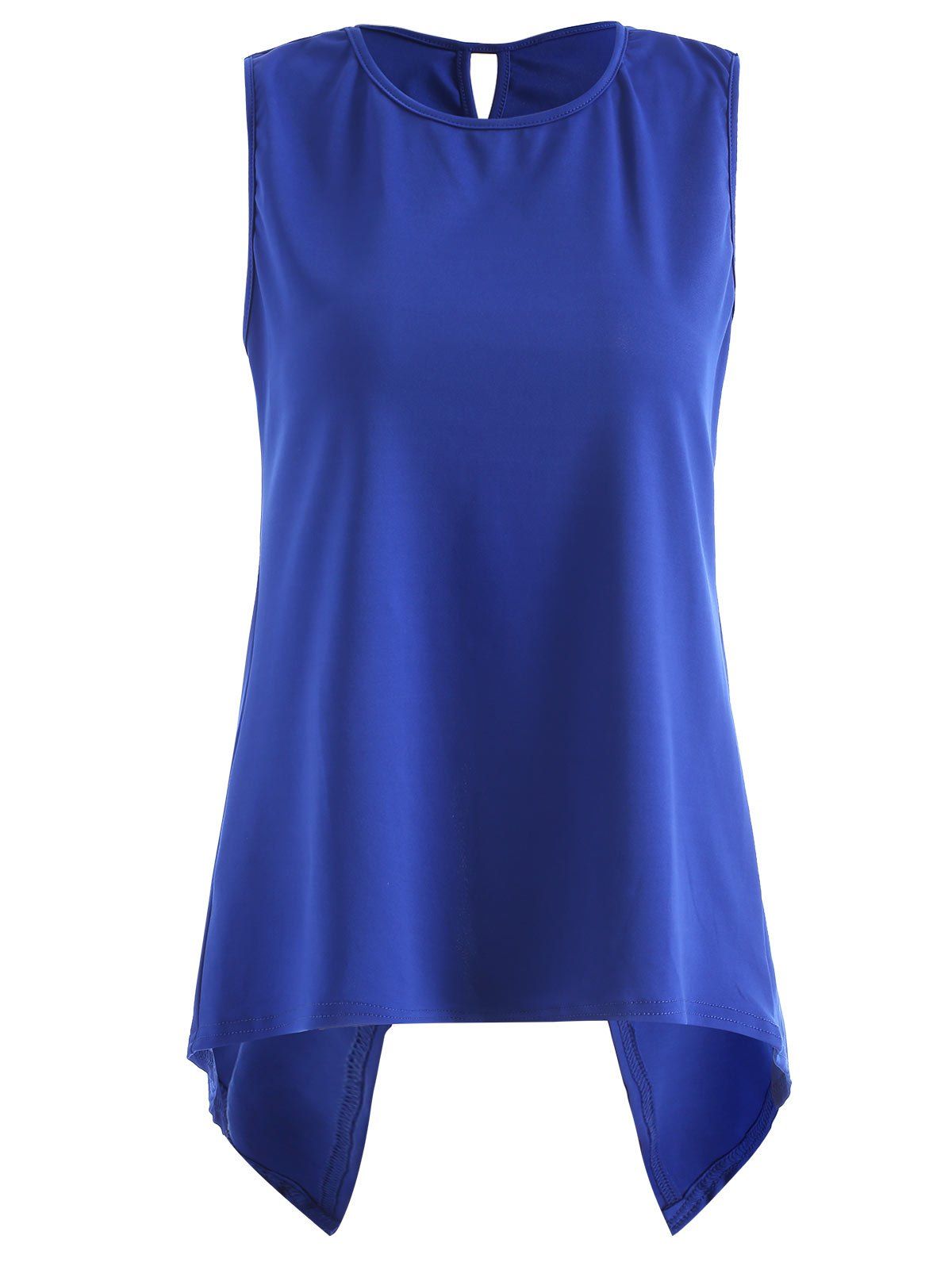 

Asymmetric Overlap Sleeveless Top, Cobalt blue