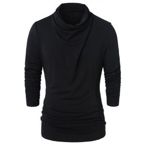 

Cowl Neck Long Sleeve Solid Top, Black