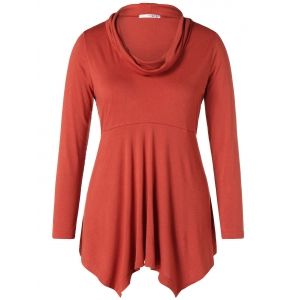 

Plus Size Cowl Collar High Waist T Shirt, Bright orange