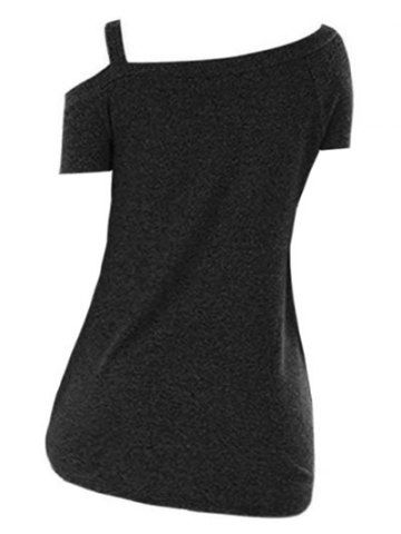 

Skew Neck Plus Size Twist Front T-shirt, Black