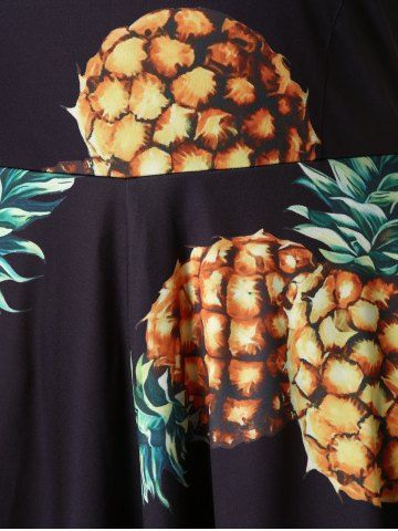

Off The Shoulder Plus Size Pineapple Print A Line Dress, Multi