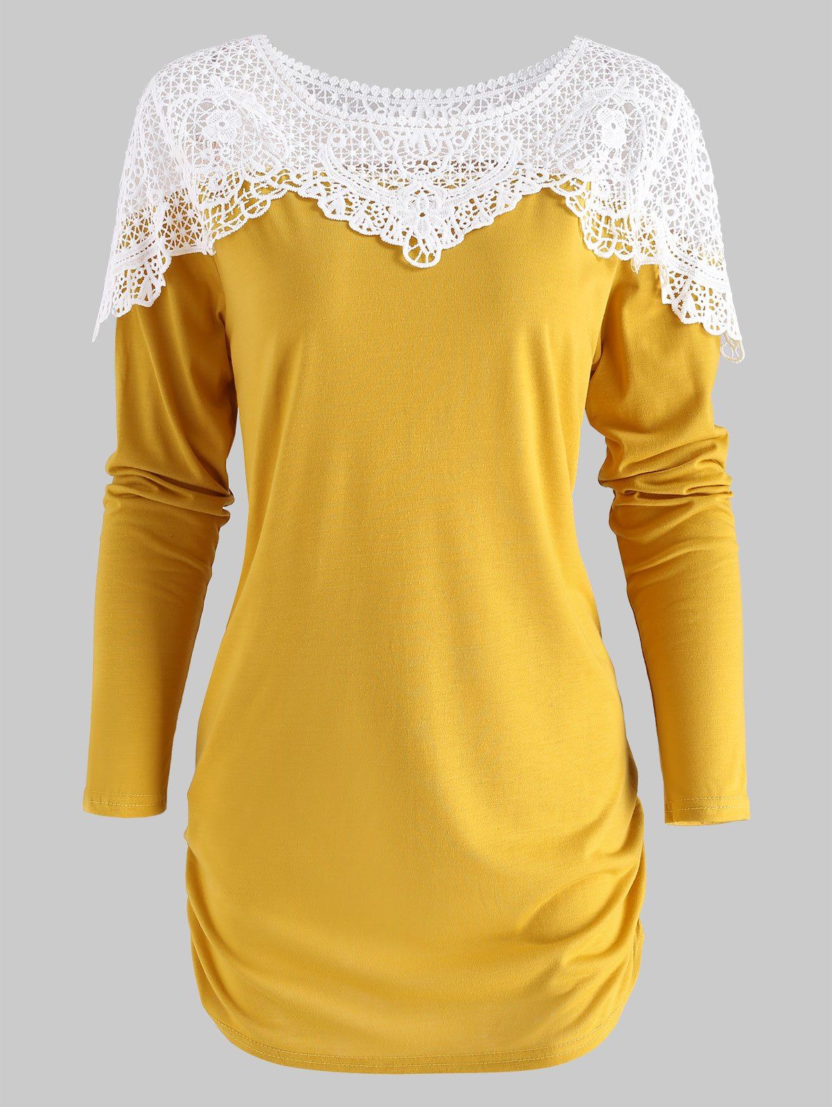 

Sheer Lace Panel T Shirt, Bee yellow