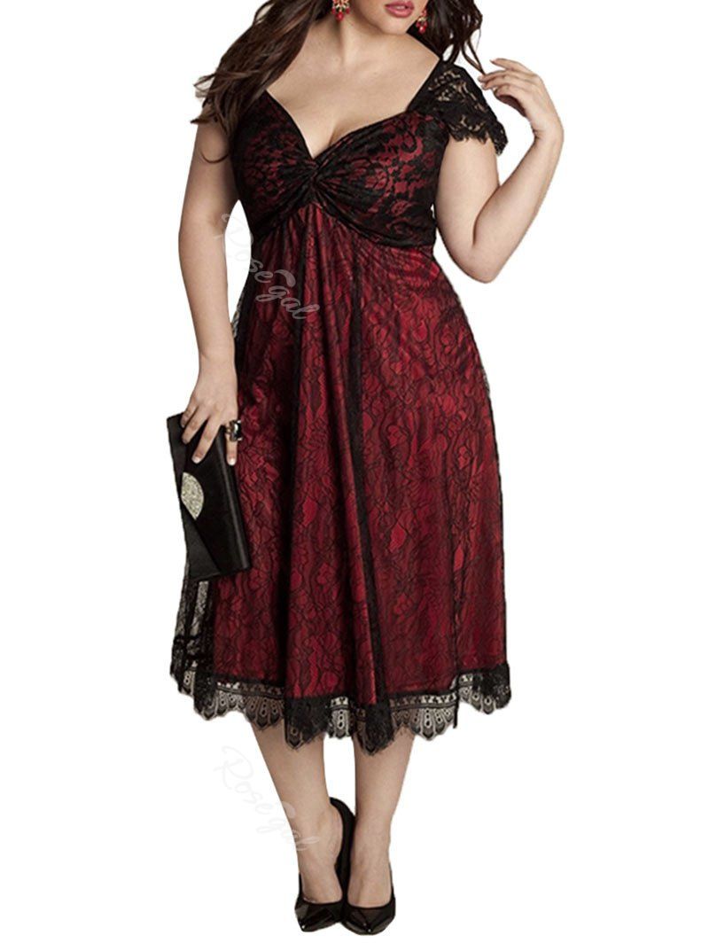 

Plus Size Mother of The Bride A Line Dress, Red wine