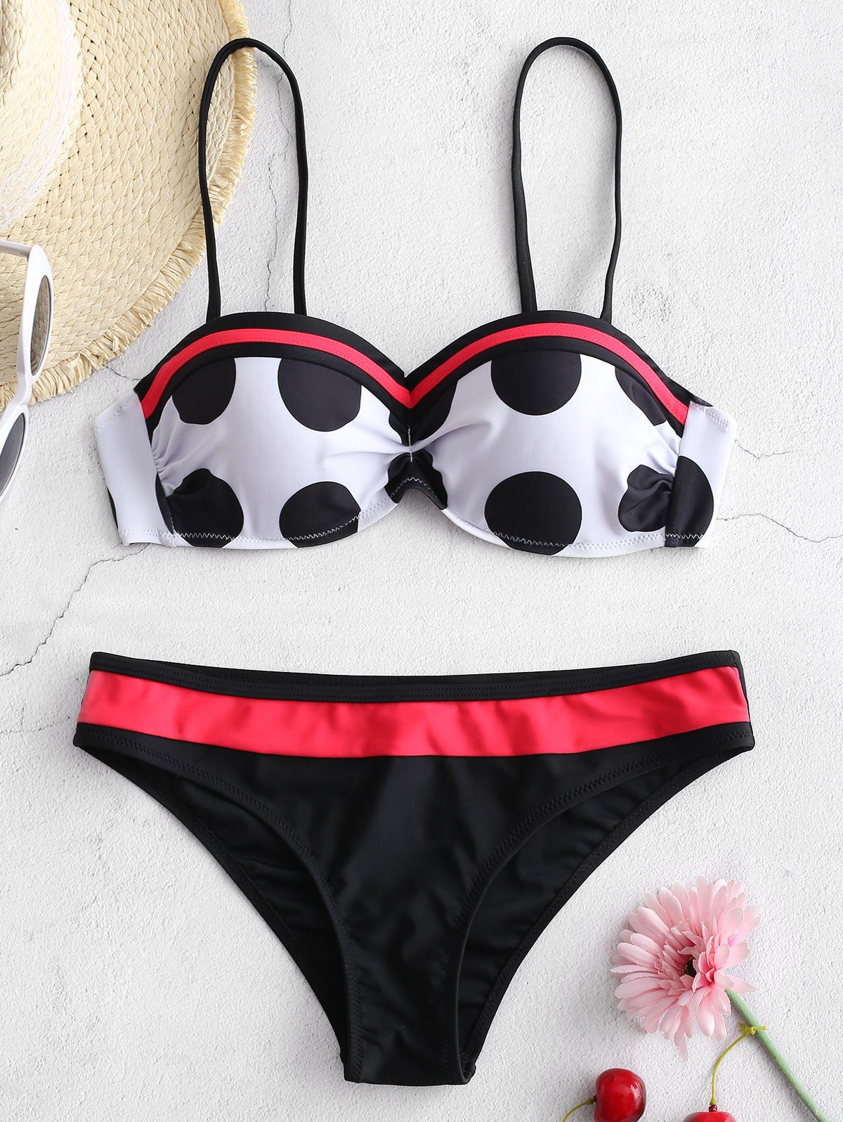 

Polka Dot Contrast Bikini Set, Multi