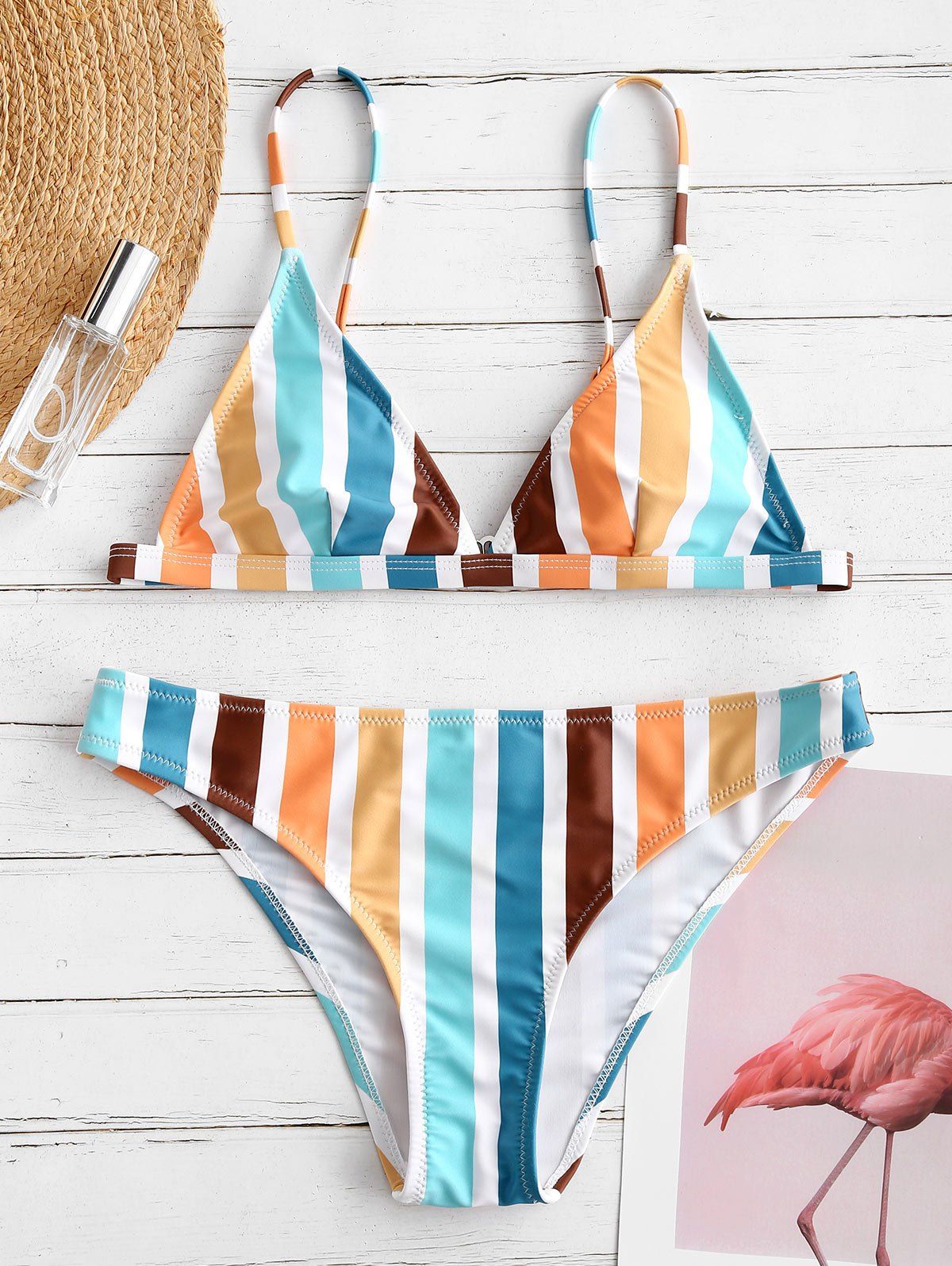 

Stripe High Cut Bikini Set, Multi