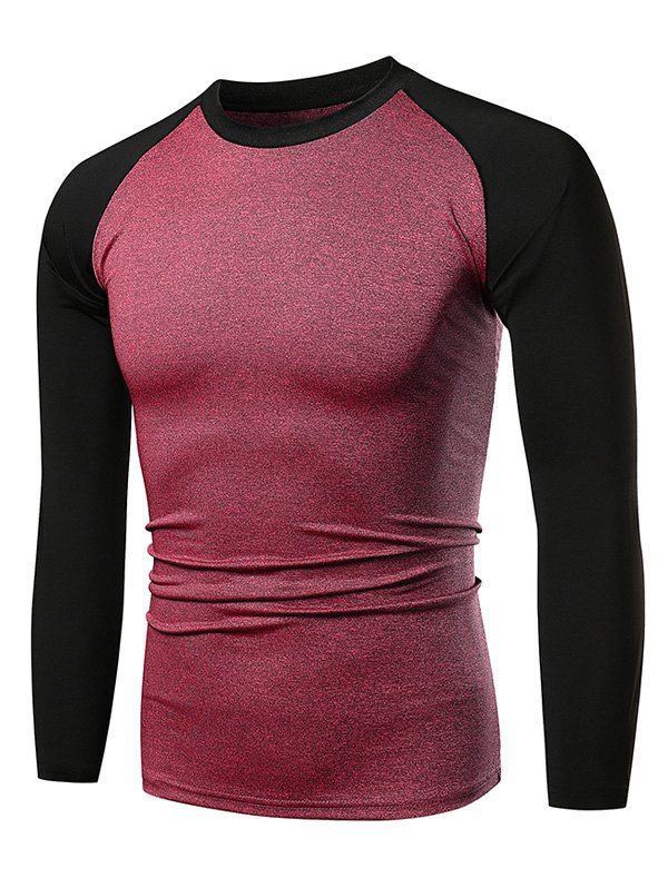

Contract Color Raglan Sleeve Long Sleeve Tee, Cherry red