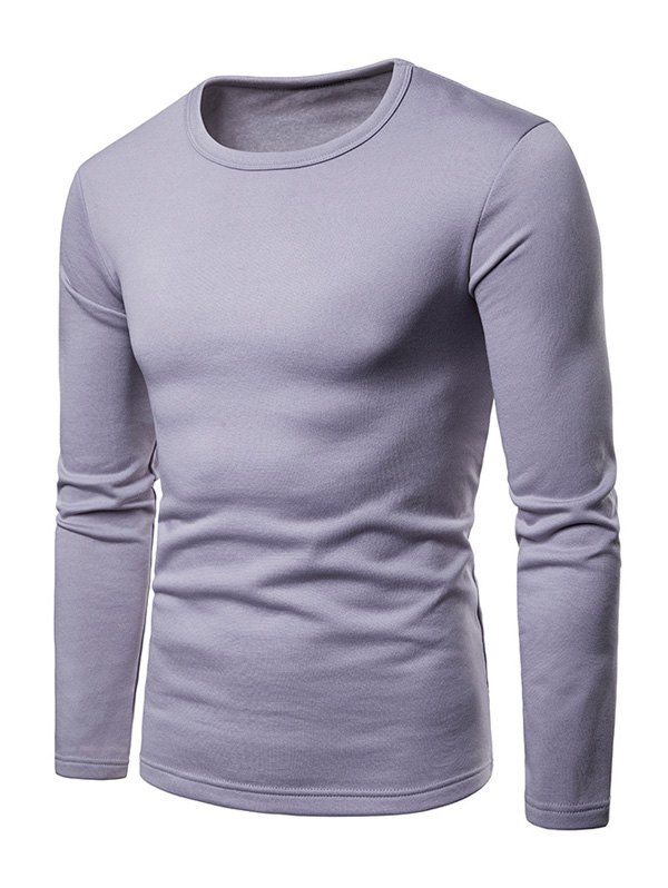 

Basic Solid Color Fleece T-shirt, Lavender blue