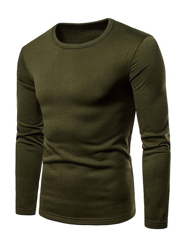 

Basic Solid Color Fleece T-shirt, Army green