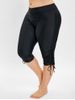 Side Drawstring Plus Size Knee Length Swim Pants -  